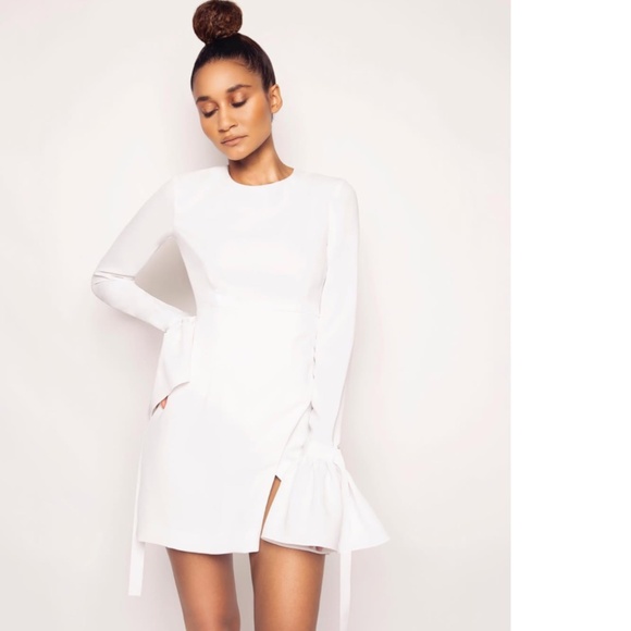 NEW ISRAELLA KOBLA White ZOLA Back Cutout LONG SLEEV Cocktail MINI DRESS 10 - Picture 3 of 16
